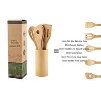 Ensemble d'ustensiles de cuisine en bambou naturel écologique de 30 cm, résistant au lave-vaisselle et au four, boîte cadeau individuelle pour la maison, la cuisine, cadeau de pendaison de crémaillère, OEM