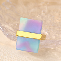 Nouvelle plaque d'acétate carrée colorée de haute qualité étanche en forme de U anneau en acier inoxydable
