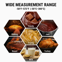 ThermoPro TP509 Thermomètre numérique à affichage LCD Lecture instantanée Thermomètre pour viande, bonbons, sirop d'érable, graisse, fromage avec clip pour pot