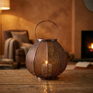 Cesta de grabado decorativa personalizada de latón AK de portavelas vela tarro linterna para Diwali Navidad - Product Image 1