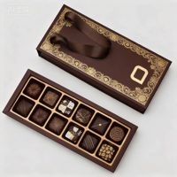 Boîtes rigides de luxe personnalisées avec logo en feuille d'or, forme carrée, pour chocolats et bonbons, avec laminage mat pour aliments