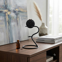Diffuseur d'aromathérapie sur support métallique, support en fer noir avec pierre de lave volcanique, diffuseur d'huiles essentielles, purificateur d'air, décoration d'intérieur