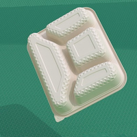 Boîte à lunch jetable moderne, épaisse, anti-fuite, biodégradable, 4 compartiments, compatible micro-ondes et congélateur, en amidon de maïs + PP