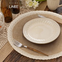Tapis de table à manger en jute moderne de 14.9 pouces napperons ronds en toile de jute pour tables
