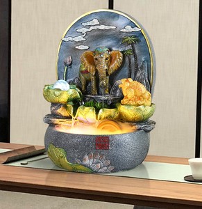 Fuente de Agua Moderna con Forma de Elefante Pequeño, Decoración con Agua Recirculante para Interiores, Sala de Estar, Salón de Té, Oficina, Escritorio, Decoración Exterior - Product Image 1