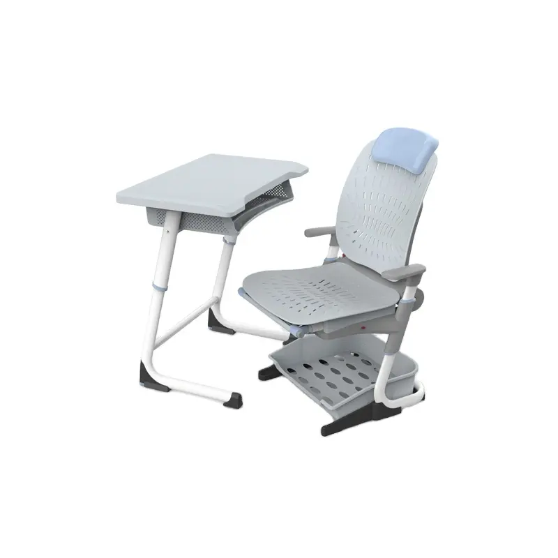 Höhenverstellbarer Schulschreibtisch und -Stuhl für Kinder aus langlebigem PP-Material für die Mittagspause
