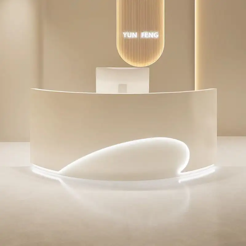 Lampu LED konter penerimaan perusahaan Modern meja depan mesin kasir untuk toko pakaian Hotel Salon kecantikan meja kantor