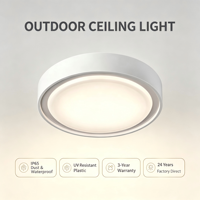 Plafonnier extérieur en plastique anti-corrosion étanche IP65 de 30 cm de diamètre, 18 W, garantie 3 ans, plafonnier LED moderne
