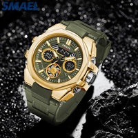 Montre numérique de sport pour homme SMAEL 8098, lumineuse, avec alarme, mouvement à quartz japonais, résistance à l'eau 50 bars, rétroéclairage LED