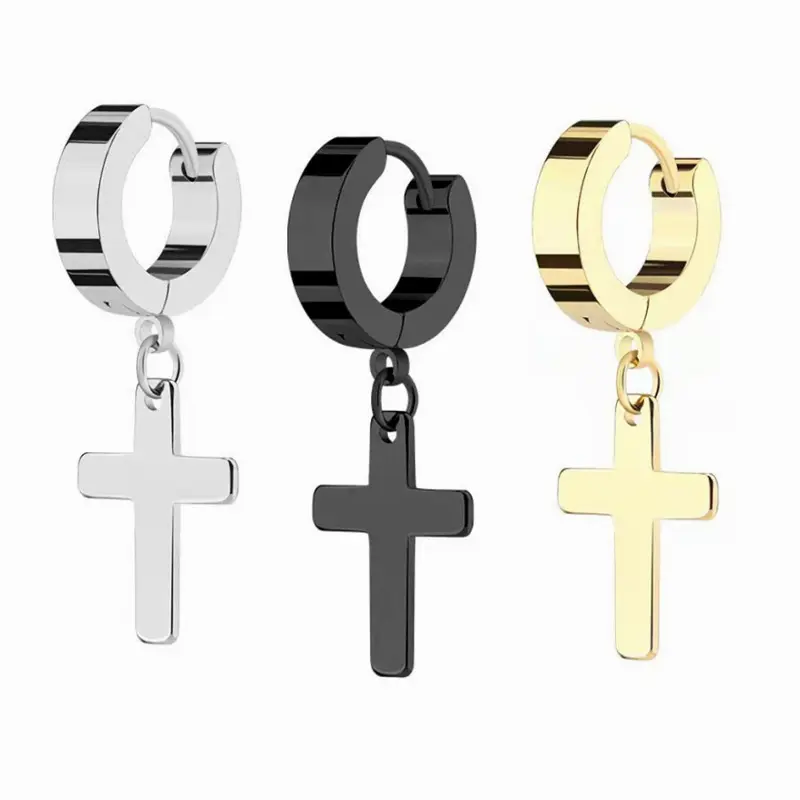 Bester Preis Ohrring Black Steel Cross Ohr stecker