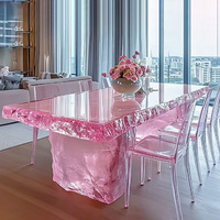 Table de bar lumineuse de luxe R016 en forme de roche, comptoir îlot, bureau de salle à manger, mobilier d'extérieur commercial pour hôtel