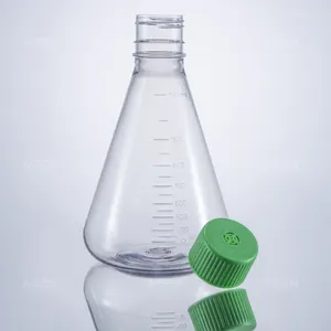 Hücre kültürü için laboratuvar 1000ml düz alt steril plastik 1l sallamak Erlenmeyer şişesi