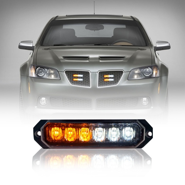 Mini Grille 6-LED Strobe Light 12V 1200 Lumens for Trucks Emergency Beacon Hazard Warning Auto Exterior Lighting Pinzhi