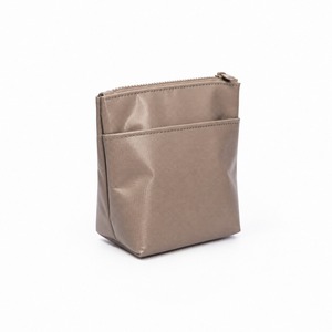 Cosmetic Pouch Taupe PVC 13x8x15cm Front Pocket Zipper <b>Makeup</b> Bag Travel <b>Storage</b> Daily Use Custom Logo OEM ODM Low MOQ - Product Image 3