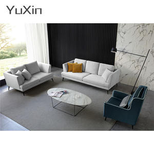 โซฟา3-2ที่นั่งสไตล์อิตาลีผ้าสักหลาดหรูหราพร้อมโซฟากำมะหยี่ - Product Image 1