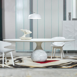 1.5m ánh sáng hiện đại sang trọng Tấm Đá bàn ăn và Ghế kết hợp nhà thiết kế rochburg highend bàn tròn bằng đá cẩm thạch Ý - Product Image 5