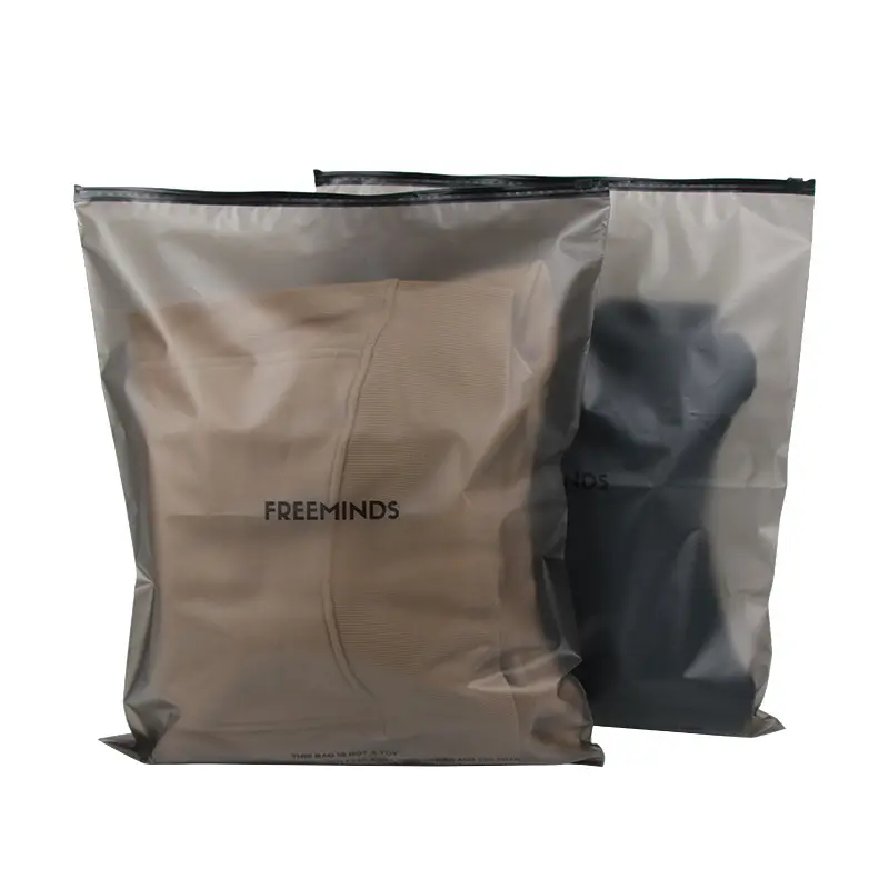Biểu tượng tùy chỉnh quần áo sang trọng túi trong suốt Poly Zip khóa bao bì PE chất liệu cho quần áo & Dây Kéo Túi túi nhựa đóng gói