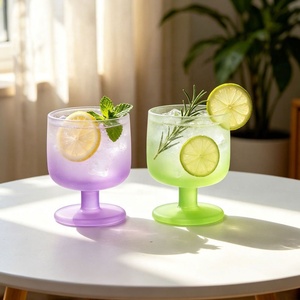 Taça de Vidro Premium Fosca Colorida com Haste Curta para Suco, Coquetel, Sobremesa, Copo para Beber, Decoração de Mesa para Festas em Casa - Product Image 2