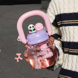 Kawaii <b>Water</b> Bottles with Silicone Straw <b>Water</b> Bottles with Detachable Cartoon Animal Leakproof Cute <b>Water</b> Bottles for Girls - Product Image 3