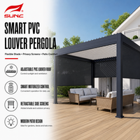 Pergola en aluminium à toit rétractable, panneaux latéraux à lames coulissantes, résistante aux intempéries, aux UV, au vent et à la rouille, fournie directement par l'usine