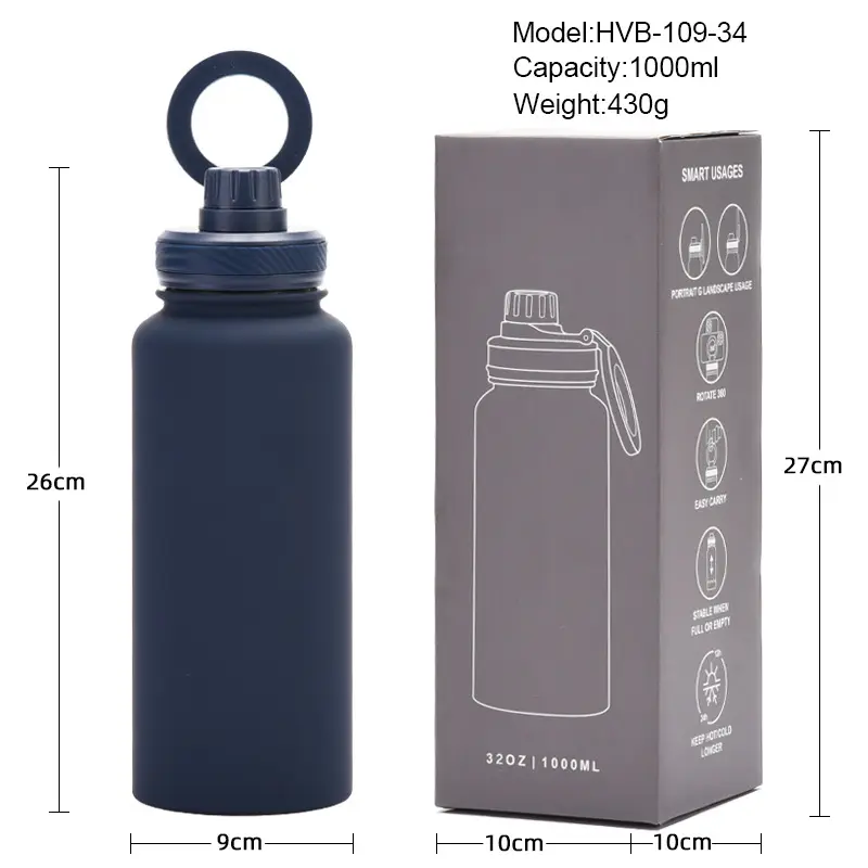 Doppelwand-Edelstahl-Gym Camping thermisch isolierte 18 oz 22 oz Edelstahl-Wasserflasche mit magnetdeckel