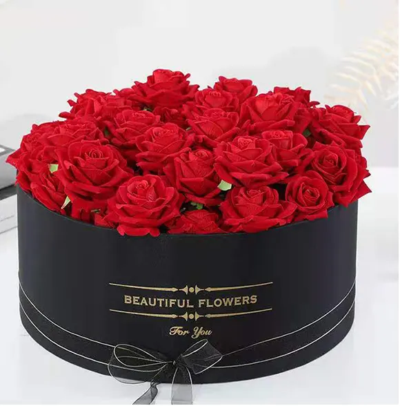 Rosa nera di lusso personalizzata personalizzata ti amo confezione regalo in cartone rigido scatola di fiori rotonda
