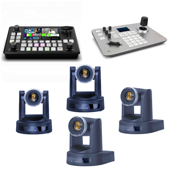 EZOLEN EZ-UVX150S Broadcast Camera Kit 4K 60FPS 20X PTZ AI Tracking 5CH HD MI Video Switcher IP Conference System HDMI2.0 3G-SDI