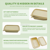 Herbruikbare, recyclebare bamboe/PLA go-to containers, BPA-vrij, PFAS-vrij, biologisch afbreekbaar plastic, lunchboxen voor afhaal, magnetronbestendig