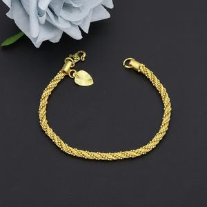 JXX 24K Gold Plated Trendy Fashion <b>Bracelet</b> Twisted <b>Rope</b> with Brass Charm Chain & Link Stylish Jewelry - Product Image 5
