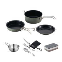 Ensemble de 3 ustensiles de cuisine de camping légers et peints à prix abordable – Kit de vaisselle de camping