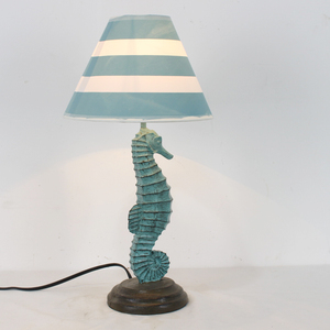 Polyresin Màu Xanh Cá Ngựa Bảng Đèn Cho Phòng Khách Phòng Ngủ Chiếu Sáng Trong Nhà Đèn Bàn Bên Cạnh Đèn Trang Trí Nội Thất Phong Cách Bờ Biển - Product Image 1