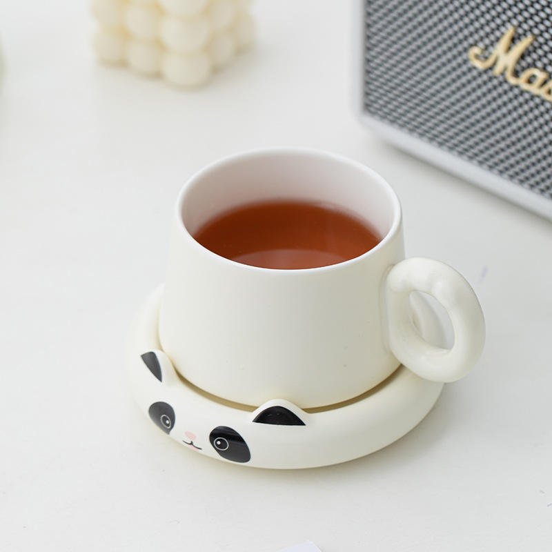 BAMBUS Eco-Friendly Panda Bath Porcelain Coffee Tea Cup Creative Cute Mug Gift Support Custom Engraving Logo 300mL Modern