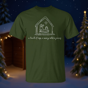 Camiseta navideña cristiana A Thrill Of Hope Nativity para adultos, unisex, verde - Product Image 3