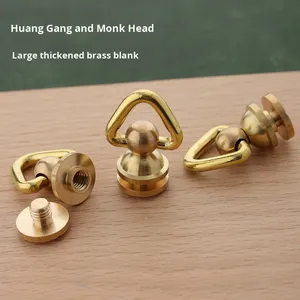 Anillo <span class=keywords><strong>de</strong></span> Latón Giratorio Grande y Grueso con Cabeza <span class=keywords><strong>de</strong></span> Monje, Hecho a Mano en Cuero, para Instalación en Equipaje, 12*M5*26 para Bolsa - Product Image 1