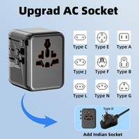 Adaptateur de voyage universel AC 70W QC3.0 avec logo personnalisé, chargeur GaN pour téléphone, ordinateur portable, appareil photo et écouteurs