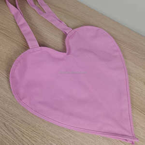 Groothandel Hartvormige Canvas Tote Bag met Lange Riemen, Op Maat Gemaakte Dames Canvas Tas, Bedrukte Canvas Hartvormige Totebag - Product Image 5