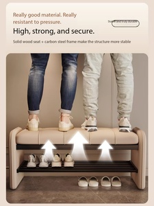 <span class=keywords><strong>Banc</strong></span> <span class=keywords><strong>à</strong></span> <span class=keywords><strong>chaussures</strong></span> moderne rembourré avec rangement en cuir Nappa pour entrée, couloir et salon - Product Image 3