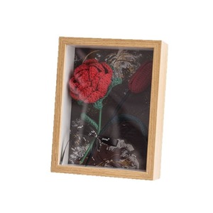 Custom Handmade crochet rose <b>picture</b> <b>frame</b> finished yarn woven desktop ornament tulip simulation flower Teacher's Day gift - Product Image 5