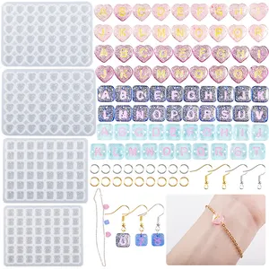 Moule en silicone pour résine époxy, perles avec trou, lettres de l'<span class=keywords><strong>alphabet</strong></span> pour la fabrication de bracelets, kit de bricolage, artisanat, bijoux, bracelet - Product Image 1