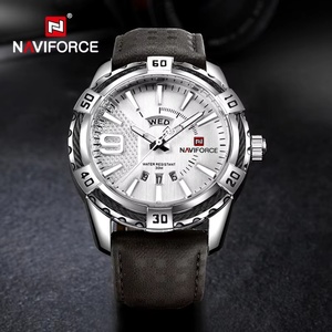 Montres de luxe sportives lumineuses NAVIFORCE 9117L pour hommes, affichage du jour et de la date, bracelet en cuir, étanches, montres à quartz pour hommes - Product Image 2
