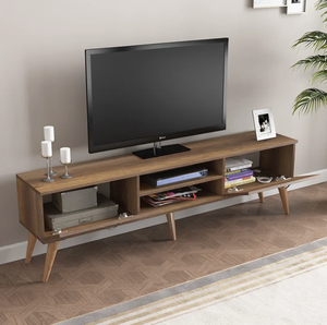 Meuble <span class=keywords><strong>TV</strong></span> en bois <span class=keywords><strong>YIFAN</strong></span>, noyer brun, support <span class=keywords><strong>TV</strong></span>, combinaison de support <span class=keywords><strong>TV</strong></span> en bois blanc - Product Image 4