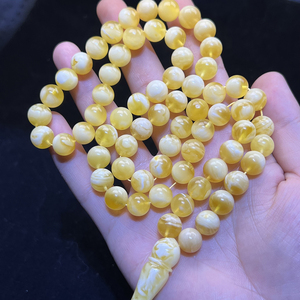 Gioielli in <span class=keywords><strong>ambra</strong></span> naturale <span class=keywords><strong>pietra</strong></span> ambrata russa fatta perline di <span class=keywords><strong>ambra</strong></span> perline gialle e bianche 10-14mm perline di preghiera musulmane pulite di alta qualità - Product Image 4