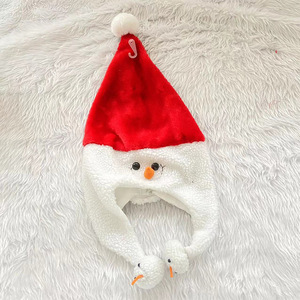 Décorations <span class=keywords><strong>de</strong></span> fête <span class=keywords><strong>de</strong></span> Noël : Bonnets <span class=keywords><strong>de</strong></span> Père Noël en peluche courte, motifs <span class=keywords><strong>de</strong></span> dessins animés, en polyester, couleurs rouge, bleu, violet, café, jaune, rose, pour l'exportation. - Product Image 6
