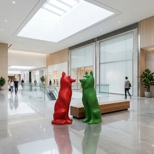 Estatua de Lobo Artística Moderna de Fibra de Vidrio, Escultura Gigante de Mascota de FRP para Decoración Artística de Escaparates Comerciales de Alta Gama - Product Image 2