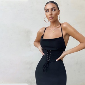 Robes décontractées pour femmes, style sexy, taille élastique, col halter, de haute qualité, personnalisables en gros (OEM) - Product Image 4