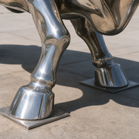 Sculpture de taureau sportif en acier inoxydable poli miroir pour espaces publics - Parcs extérieurs, places publiques, centres commerciaux, banques, hôtels
