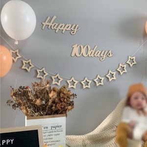 Guirnalda de <span class=keywords><strong>Madera</strong></span> con Forma de Estrella de Cinco Puntas para Cumpleaños, Graduación, Halloween, Decoración para Colgar en la Pared para Fiestas de Bebés de Cien Días - Product Image 4