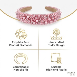 Serre-tête Vintage Couronne de Perles et Diamants, Bandeau Rétro de Luxe en Strass, Serre-tête Baroque Gonflé, Accessoires Cheveux Élégants pour Femme - Product Image 4