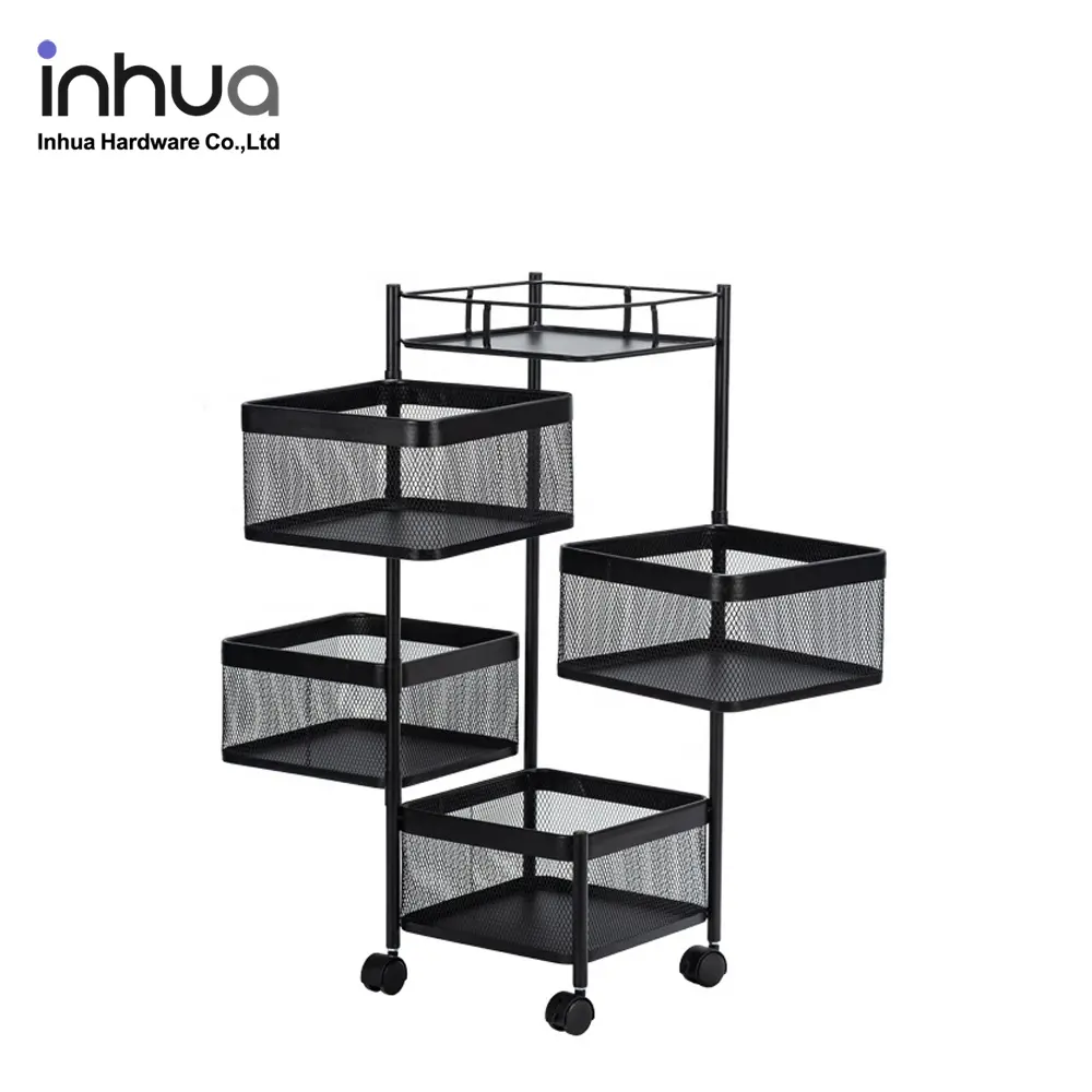 Fashionable and simple kitchen with pulley racks, bathroom multifunctional drain rack, office movable black metal rack