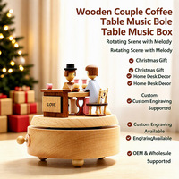 Caja Musical de Madera de Haya Natural con Movimiento Sankyo de 18 Notas, Giratoria, para Parejas, con Grabado Personalizado, para San Valentín o Bodas